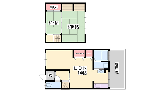 柏原貸家の間取り