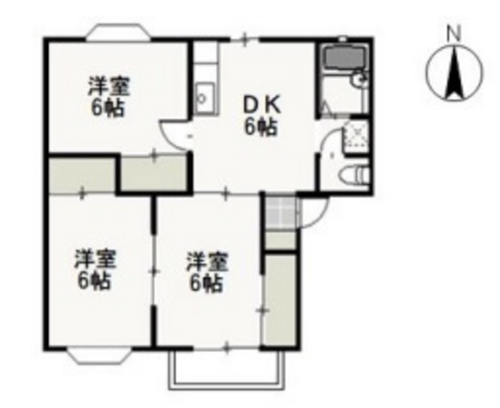 岡山市北区平野のアパートの間取り