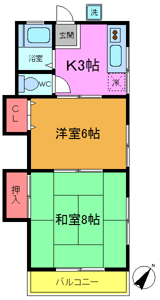 市川市南八幡のアパートの間取り