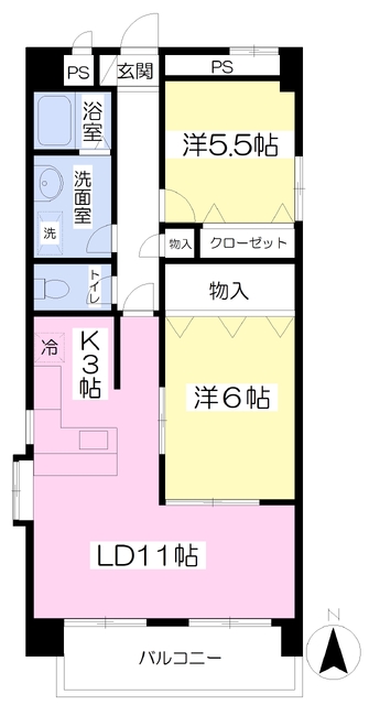 【松山市永木町のマンションの間取り】