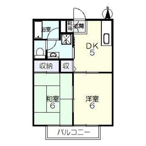 岡山市中区福泊のアパートの間取り