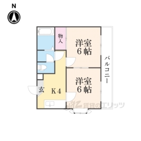 大和高田市大字市場のアパートの間取り