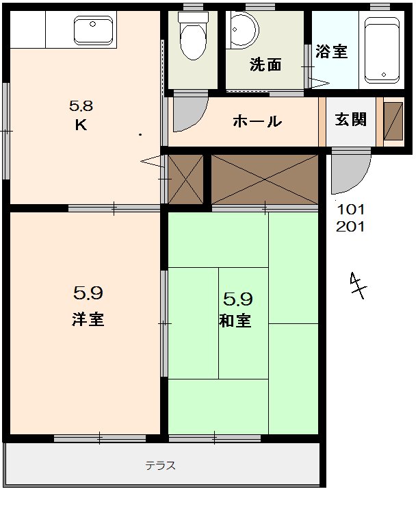 グリーンハイツ若松の間取り