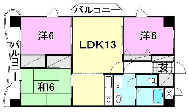 松山市福音寺町のマンションの間取り