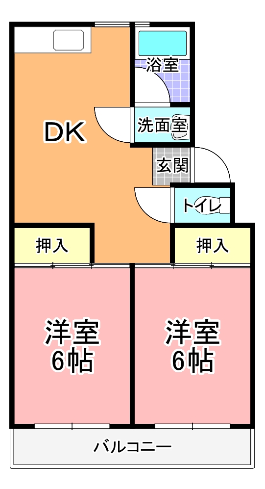 堂端コーポ　Ａ棟の間取り