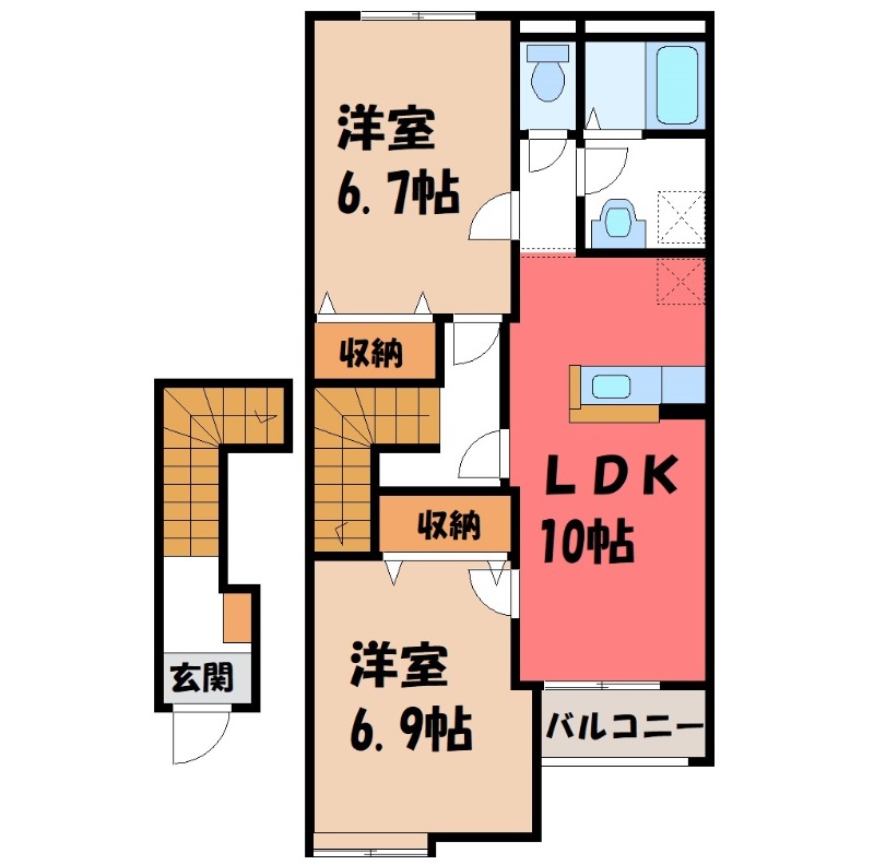 深谷市曲田のアパートの間取り