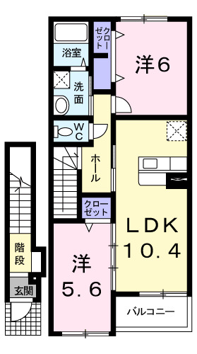 堺市北区野遠町のアパートの間取り