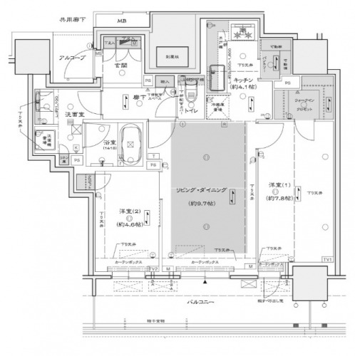 大阪市天王寺区上本町のマンションの間取り