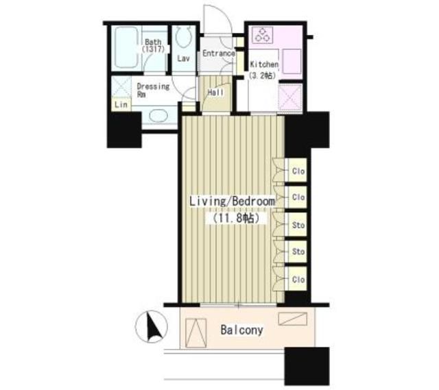 港区東新橋のマンションの間取り