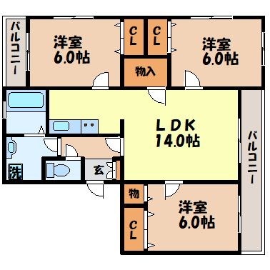 CUBE三原向日葵館の間取り