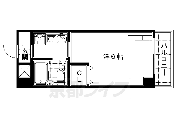 京都市伏見区深草北鍵屋町のマンションの間取り