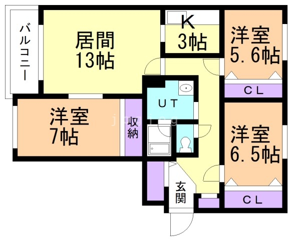 札幌市北区篠路八条のマンションの間取り