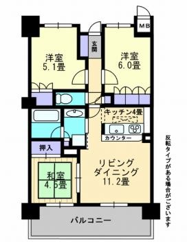 倉敷市鳥羽のマンションの間取り