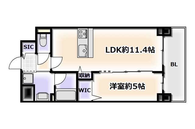 大阪市西成区梅南のマンションの間取り