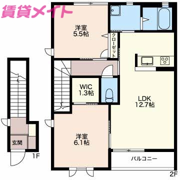 鈴鹿市末広北のアパートの間取り