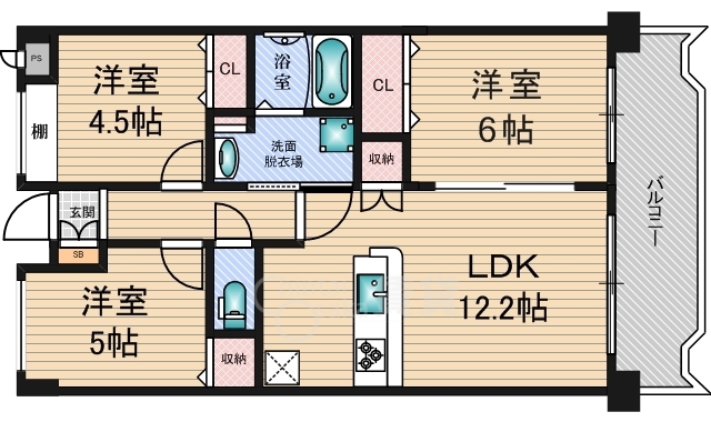 大阪市東淀川区豊新のマンションの間取り