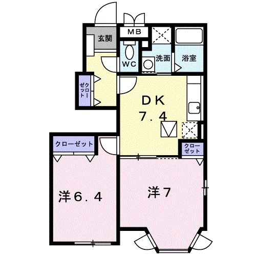 [家電付き] グレイスKDの間取り