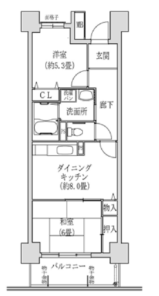 コーシャハイツ法円坂35号館の間取り写真