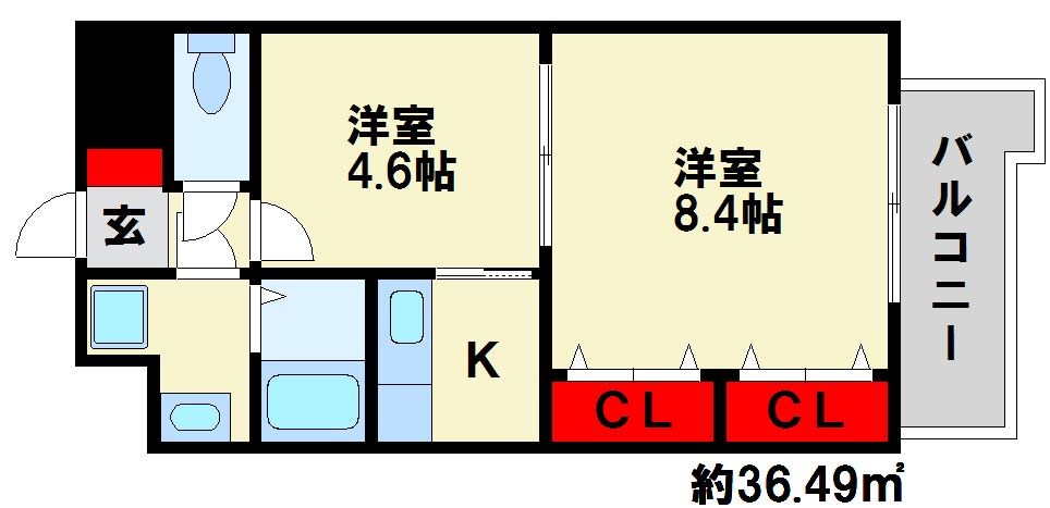 西鉄天神大牟田線 雑餉隈駅 徒歩10分 9階建 築21年の間取り写真