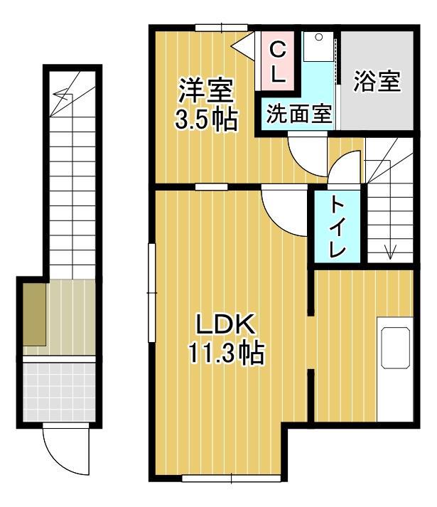 ＪＲ奥羽本線 山形駅 徒歩29分 2階建 築1年の間取り写真