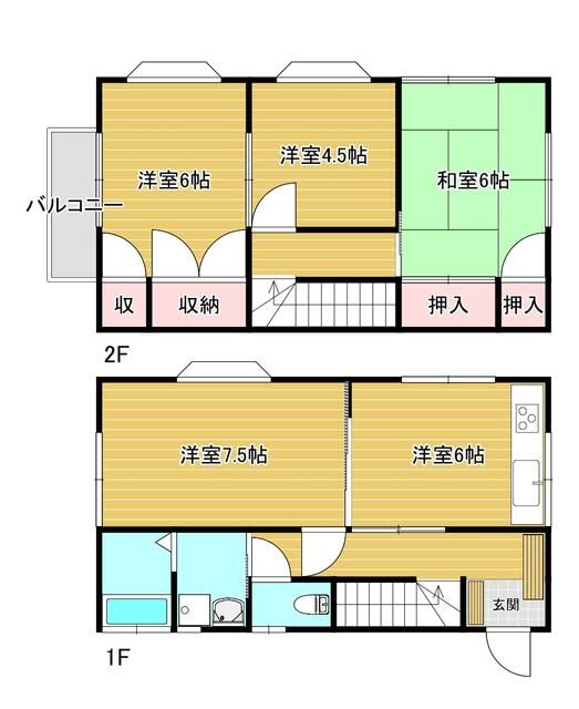 富士見町3丁目貸家の間取り写真
