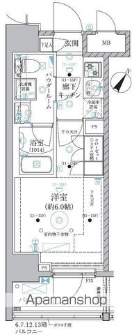 ＪＲ東海道本線 川崎駅 徒歩8分 15階建 築7年の間取り写真