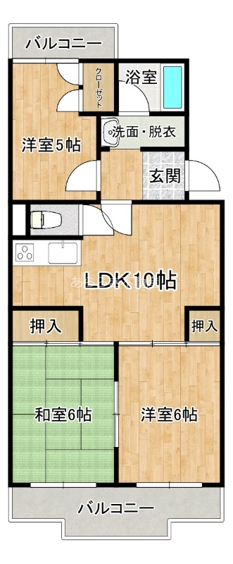 浜松市中央区曳馬のマンションの間取り