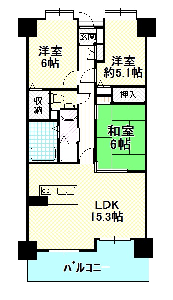 ふぁみ～ゆ泉佐野弐番館の間取り