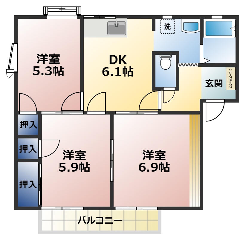 ウエストコートロストロ　A棟の間取り