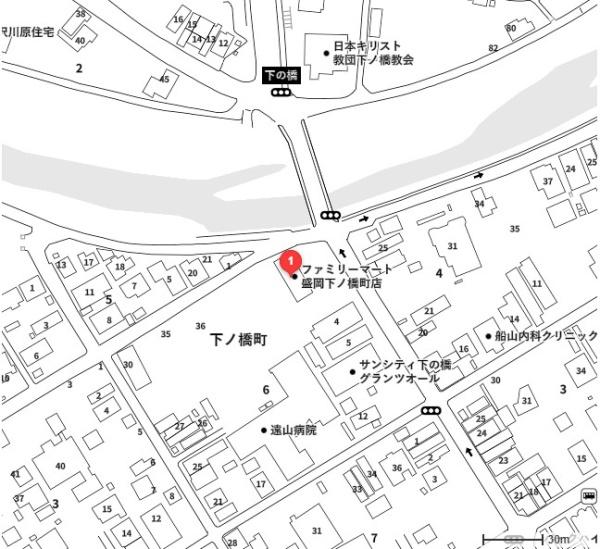 コンビニ　ファミリーマート盛岡下ノ橋町店（コンビニ）まで288m