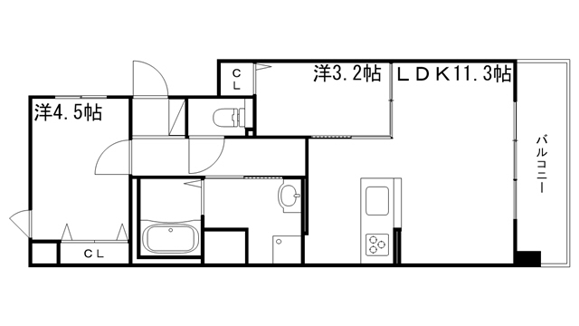 姫路市呉服町のマンションの間取り