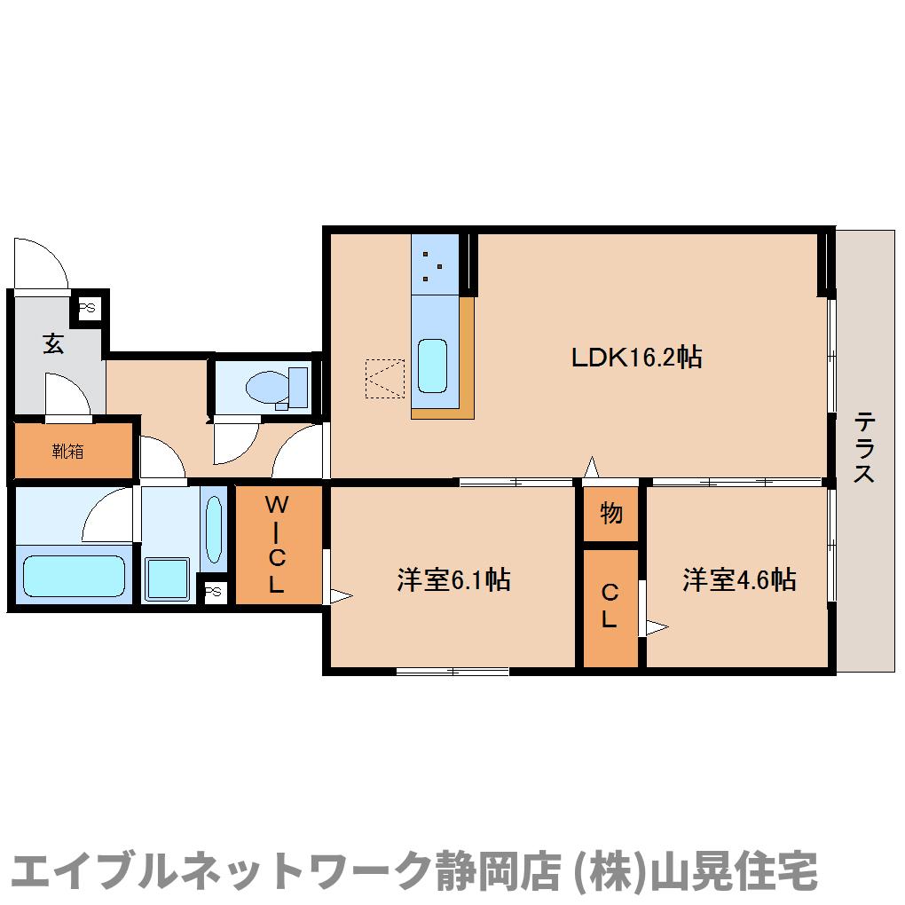 静岡市葵区北安東のアパートの間取り