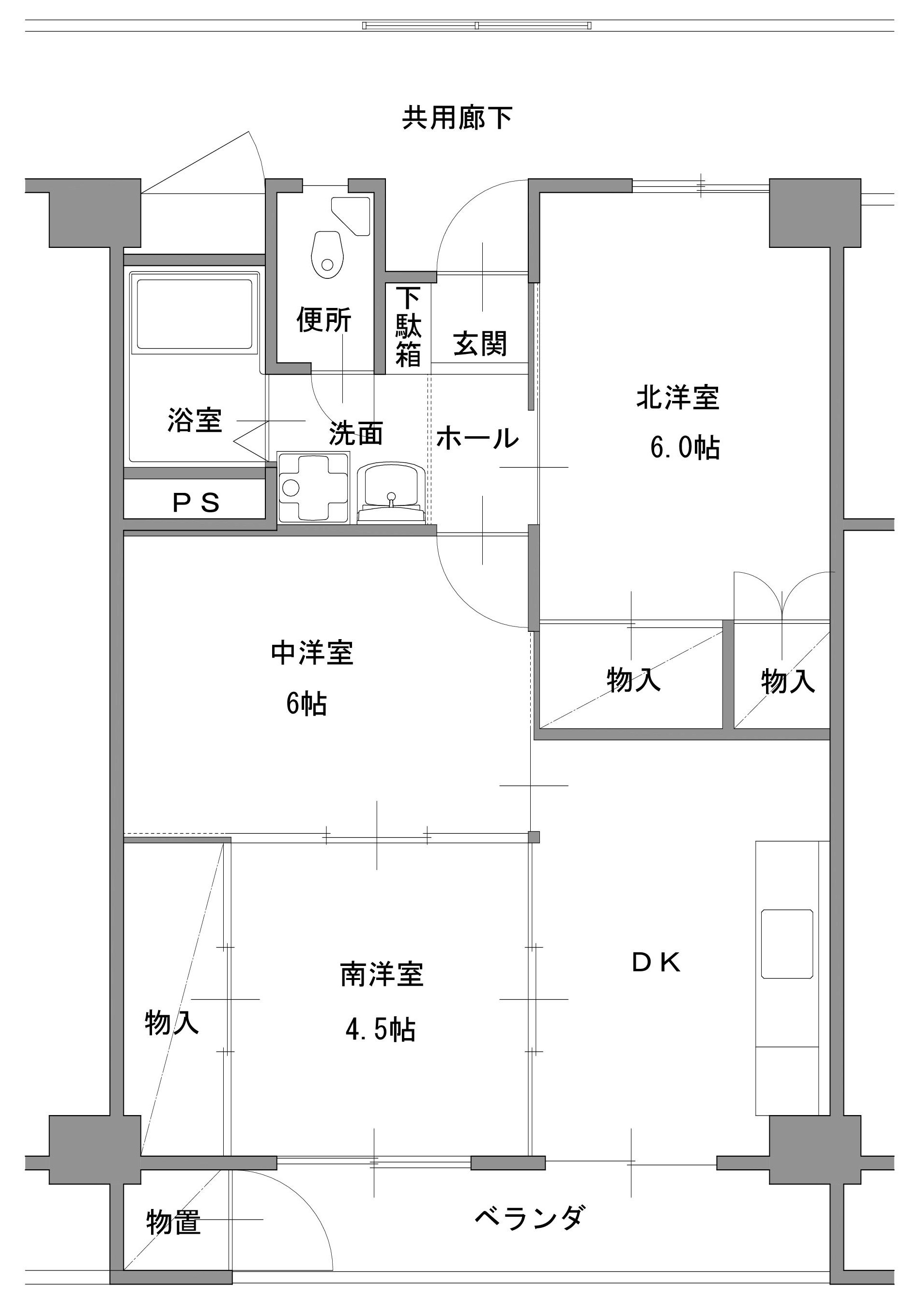 JK5砥川　A棟（3DK）の間取り