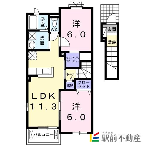 八女市稲富のアパートの間取り