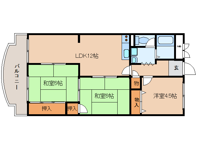 生駒市小平尾町のマンションの間取り