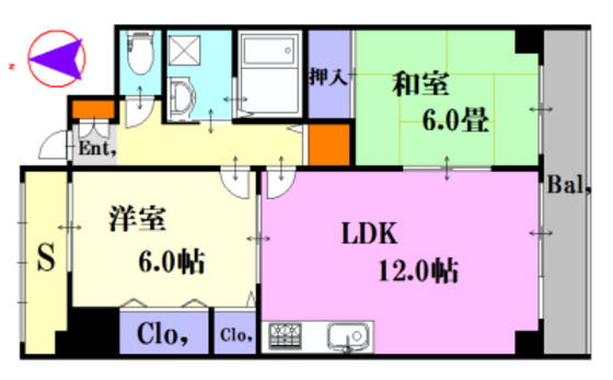 広島市中区西十日市町のマンションの間取り