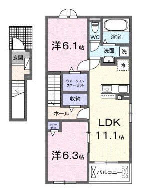 高松市屋島東町のアパートの間取り