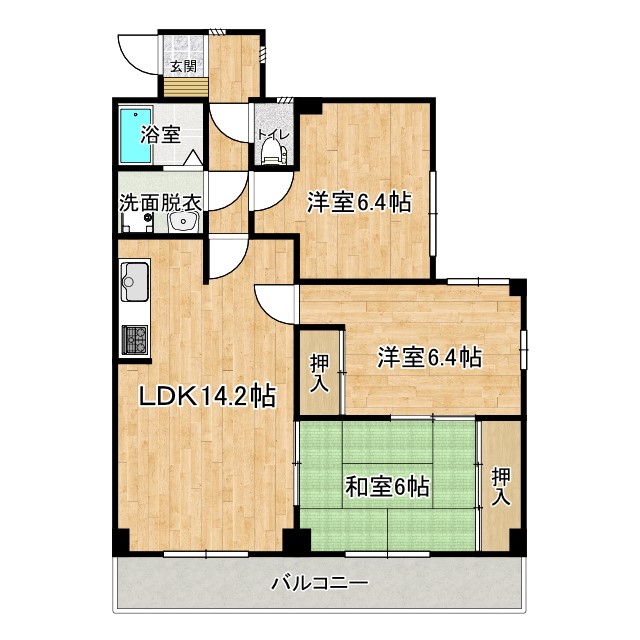 高知市介良のマンションの間取り