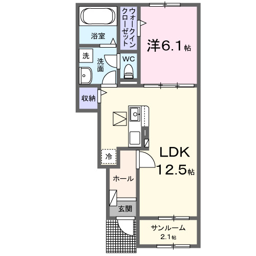 富山市鍋田のアパートの間取り