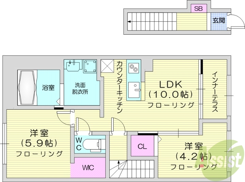 多賀城市新田新築アパートの間取り