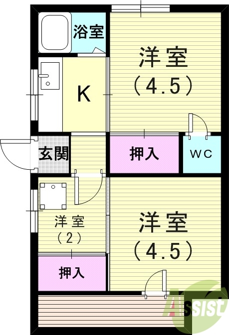 神戸市兵庫区笠松通のアパートの間取り