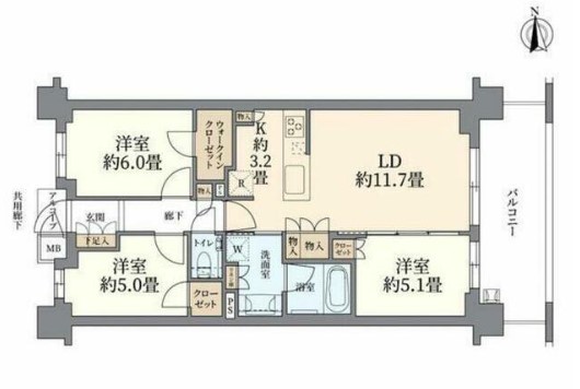 世田谷区経堂のマンションの間取り