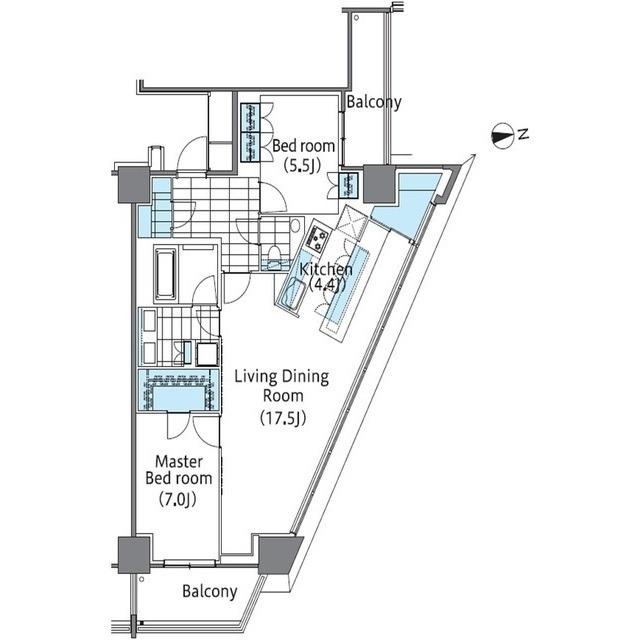 新宿区新宿のマンションの間取り