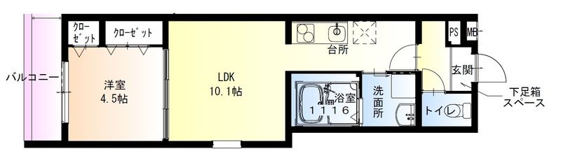 大阪市住吉区上住吉のアパートの間取り