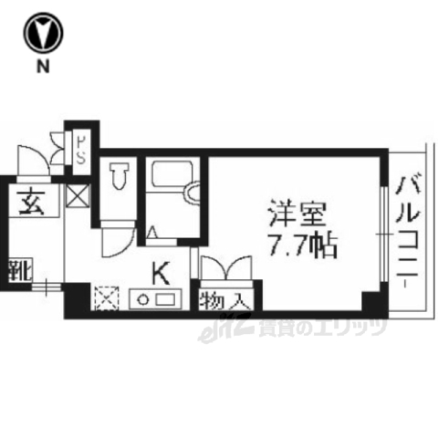 京都市伏見区深草北鍵屋町のマンションの間取り