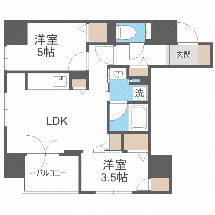 札幌市中央区南三条西のマンションの間取り