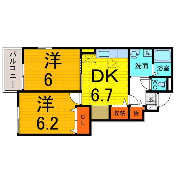 鳴門市撫養町大桑島のアパートの間取り