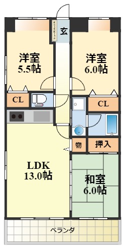 アドミラブール長岡京の間取り