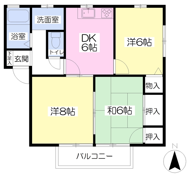 【松山市高岡町のアパートの間取り】