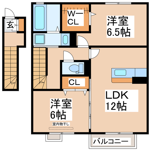 熊本市東区花立のアパートの間取り